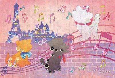 日本正版拼圖．迪士尼 瑪莉貓 Disney Marie Cat 70片布面拼圖附珠飾，70-021