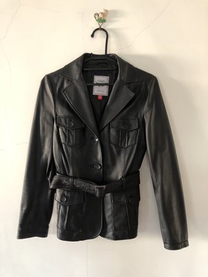 Esprit 黑色皮衣腰帶西裝外套 36號