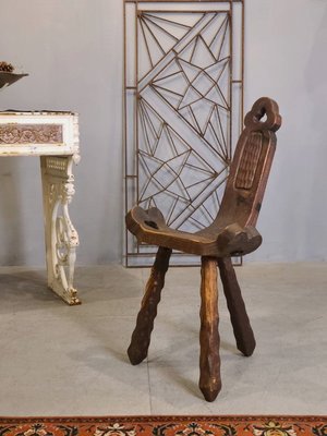 【卡卡頌  歐洲古董】西班牙 手工 實木雕刻 木椅 穿鞋椅 角落椅 牛奶椅 花架 歐洲老件 ch0938 ✬