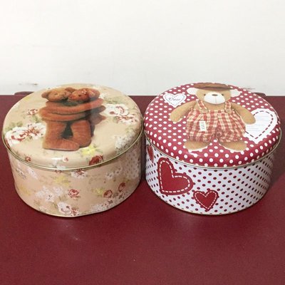 【HW-O87】香港聰明小熊 Jenny Bakery曲奇餅乾空盒 圓形鐵盒 收納盒 置物盒 DIY(大)