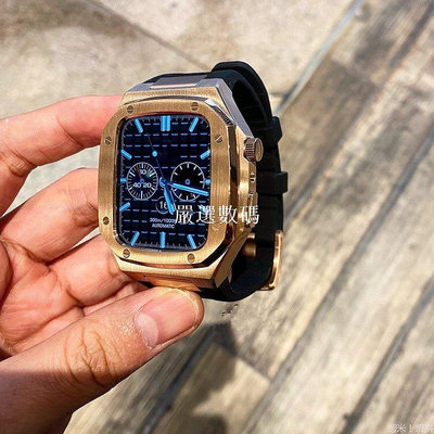 【嚴選數碼】金屬錶殼 適用 Apple watch 9 8 7 5 SE S9 蘋果手錶錶帶 44mm 45mm 魔改