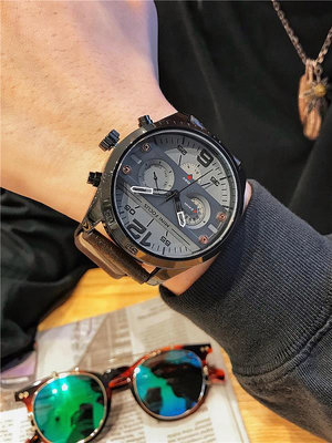 minifocus時尚大錶盤手錶潮男霸氣學生潮流正韓個性多功能石英錶