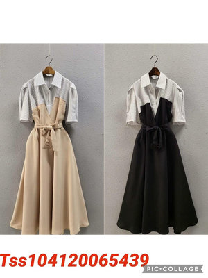 正韓  韓國代購  洋裝 連身裙 綁  假兩件 韓國連線  新款上市  美好時光  T0501