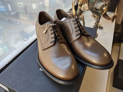 DOLCE &amp; GABBANA頂級黑標全新真品義大利製棕色真皮皮鞋/紳士鞋/德比鞋(42號)-1.9折出清(不議價商品)
