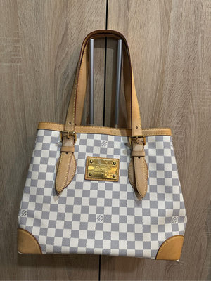 Louis Vuitton LV 白色棋盤格 金牌 雙手把肩背包 手提包