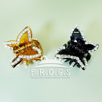 F.R.O.G.S F0255韓國進口水鑽蝴蝶造型壓克力抓夾鯊魚夾盤髮夾造型夾彈簧夾髮夾髮飾(現貨)