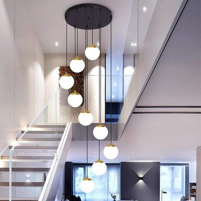 樓梯長吊燈北歐現代簡約別墅公寓挑高客廳樓梯間復式樓樓梯長吊燈