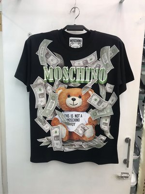 Moschino Couture 寬版 黑色 美金 小熊 鈔票熊 全新正品 男裝 歐洲精品