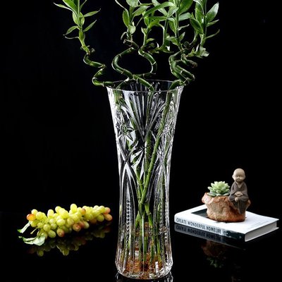 特大號花瓶玻璃透明大口徑高50cm插花大號客廳擺件水培富貴竹落地-爆款