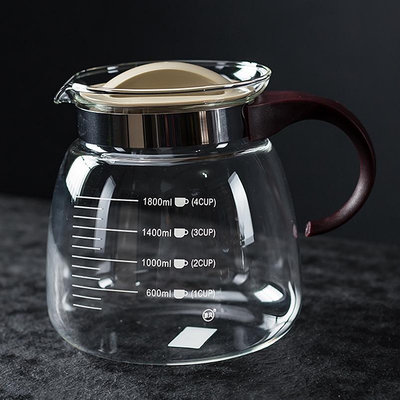雅風玻璃茶壺 耐高溫 泡茶壺帶刻度直火壺加熱過濾煮花茶涼開水壺