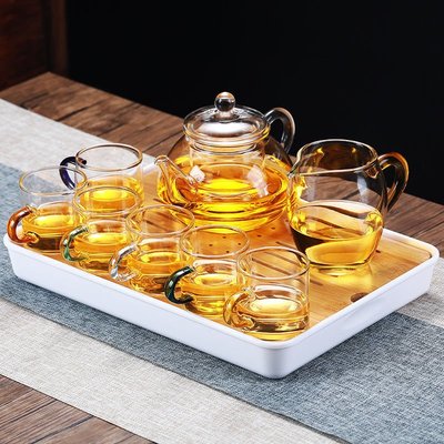 琉璃茶具套裝批發玻璃功夫茶具家用客廳約功夫茶茶杯泡茶壺紅茶