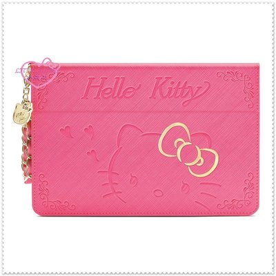 小花花日本精品♥Hello Kitty iPad mini 4摺疊式皮套  保護套 附造型吊飾  –桃 00131605
