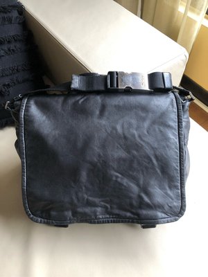[品味人生2] 保證正品 PRADA 小羊皮 黑色 書包 側背包 郵差包