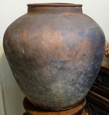 【黑狗兄】早期老陶瓶--陶罐--陶甕-水缸--素燒大茶葉罐--20