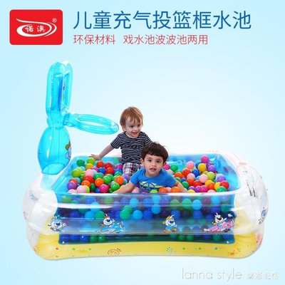 現貨熱銷-波波池籃球架水池寶寶充氣床 游泳池 兒童戲水池