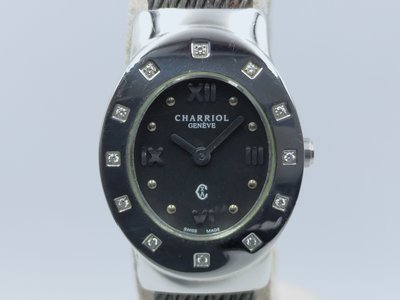 【發條盒子H1629】CHARRIOL 夏利豪  羅馬黑面 石英女錶 鑽圈 不銹鋼 鋼索錶 經典首選
