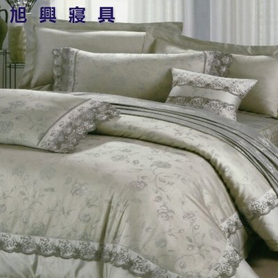 【旭興寢具】專櫃品牌 天絲棉+蠶絲  雙人5x6.2尺 七件式床罩組-LK-9219B 台灣製造 另有加大