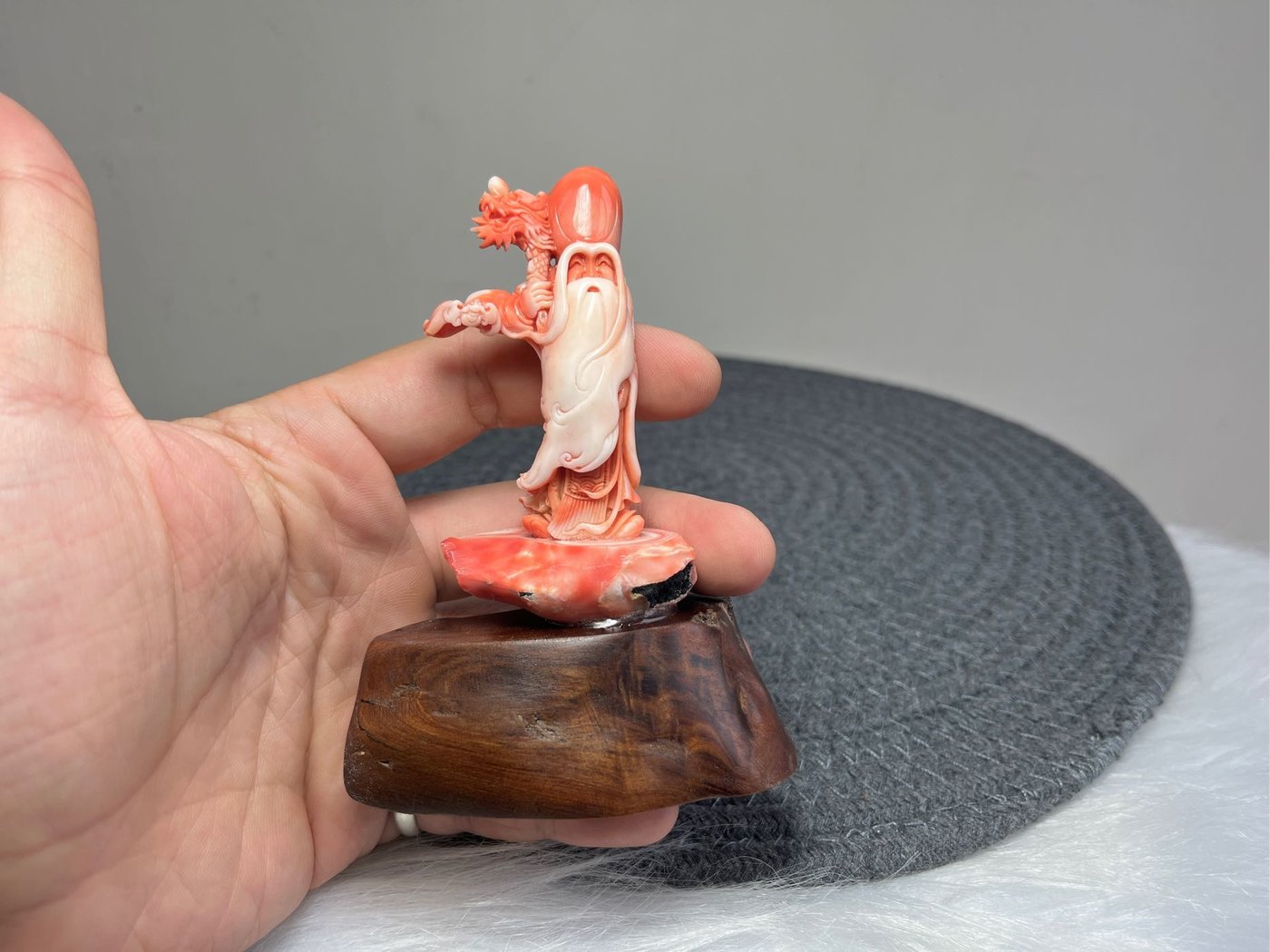 早期收藏老料momo桃紅紅珊瑚雕刻南極仙翁壽星公擺件| Yahoo奇摩 