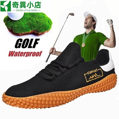 專業 新款男士高爾夫鞋情侶白色紅色步行鞋防滑高爾夫球鞋女士透氣男士高爾夫訓練 奇異