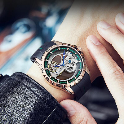 熱銷 艾浪品牌手錶腕錶男士雙面鏤空商務韻達簡約全自動機械錶抖音新款腕錶258 WG047