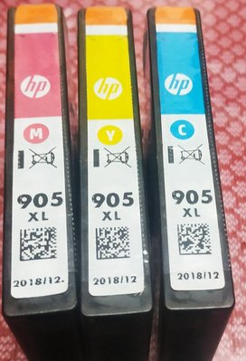 HP 905XL彩色盒裝原廠墨水匣(905黑600元，905XL黑1100元，909XL黑1200元,三彩妝XL裸裝1300元