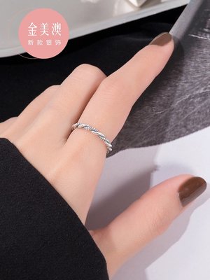 小眾設計純銀麻花戒指ins潮小指時尚個性自律朋克食指環做舊尾戒,特價