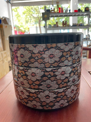 zwx 日本回流 樹脂手工蕾絲貼花 三層茶餅盒 茶具收納盒  干果零