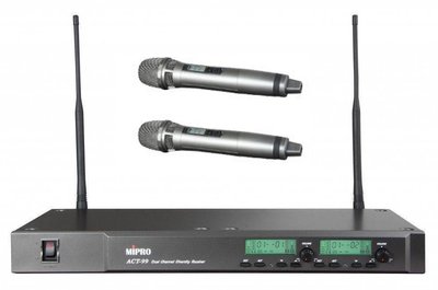【六絃樂器】全新 Mipro ACT-32H + ACT-99 二頻道自動選訊無線麥克風組 / 舞台音響設備