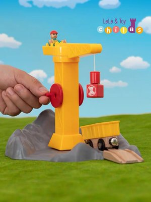 現貨！木制軌道配件 山地吊塔玩具 磁性木質軌道玩具 兼容湯瑪士火車 軌道配件路障 軌道場景益智玩具 兒童玩具