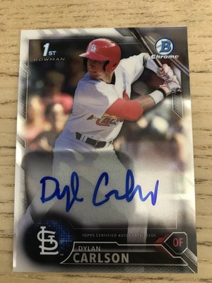 MLB Dylan Carlson Bowman 1st auto 簽名 球員卡 聖路易紅雀隊