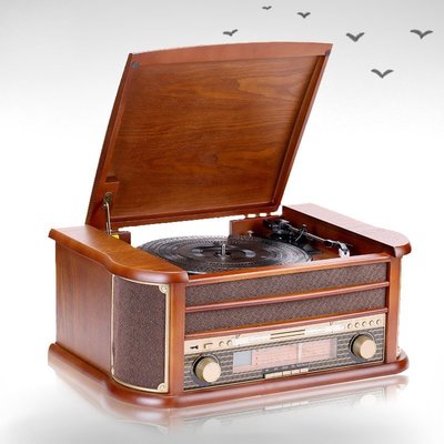 【熱賣精選】廠商直出復古留聲機黑膠電唱機仿古收音機老式磁帶機客廳擺件