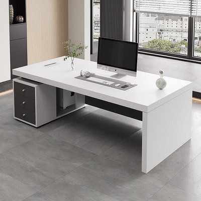 白色辦公桌老板桌辦公室經理桌簡約現代主管桌椅組合大班台電腦桌