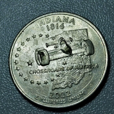美國2002年25美分印第安納州州幣紀念幣硬幣外國錢幣公園幣22815