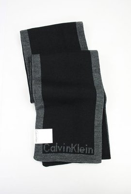 美國百分百【全新真品】Calvin Klein CK 鐵灰黑色 素色簡約 圍巾 男 女 百搭送禮 保暖 B766