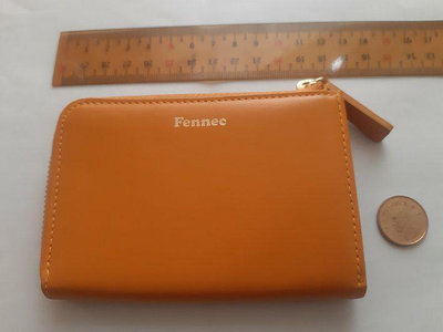 DSL Fennec MINI WALLET2真皮短夾卡夾拉鍊零錢包橙黃色MANDARIN，品相狀況良好