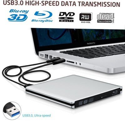 外接式藍光燒錄機 USB3.0 可讀取燒錄DVD/CD/BD 便攜式 藍光播放軟體 即插即用 免驅動-337221106