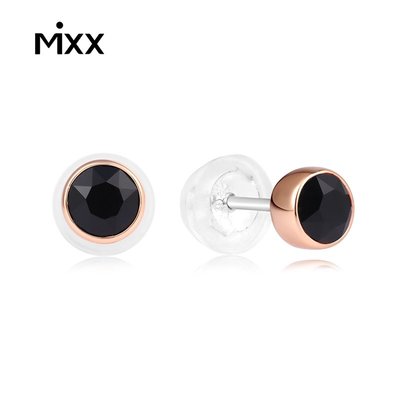 Lissom韓國代購~mixx925銀鍍玫瑰金 黑色鋯石耳釘 Calm