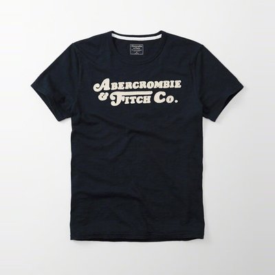 美國百分百【Abercrombie & Fitch】T恤 AF 短袖 T-shirt 麋鹿 深藍 logo H407