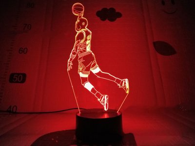 [現貨]灌籃3D視覺立體燈 jordan NBA球星喬丹 公牛 七彩漸變氣氛 觸摸開關 錯覺燈 小夜燈 趣味創意禮物
