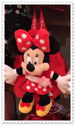 ♥小花花日本精品♥《Disney》迪士尼 米妮 後背包 兒童後背包 玩偶造型 紅色點點 蝴蝶結香港限定 90209703