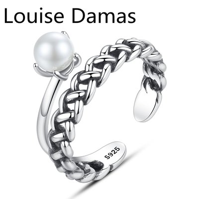 5siss韓代飾品韓國代購 Louise Damas歐美流行S925純銀戒指女 5-6mm銀淡水珍珠