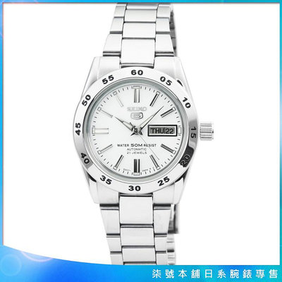 【柒號本舖】SEIKO 精工時尚鋼帶機械女錶-白色 # SYMG35K1