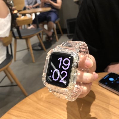 森尼3C-手錶錶帶 冰川手錶帶防摔一體錶帶透明 於Apple Watch 6/5/4/3/SE iwatch 44 40 錶帶-品質保證
