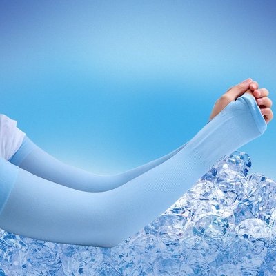 韓國冰袖女夏季薄款冰絲袖套防紫外線冰涼護臂露指套袖男士長款潮