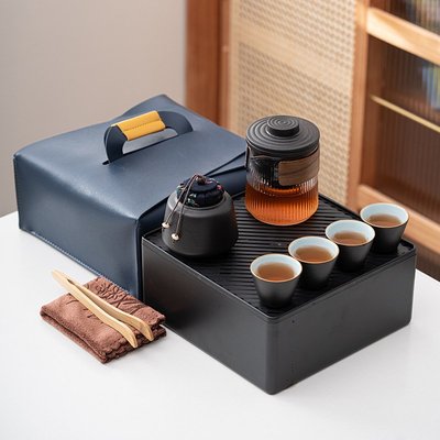 茶具黑陶伴手禮旅行功夫茶具套裝便攜家用商務禮品可logo陶瓷茶具茶盤