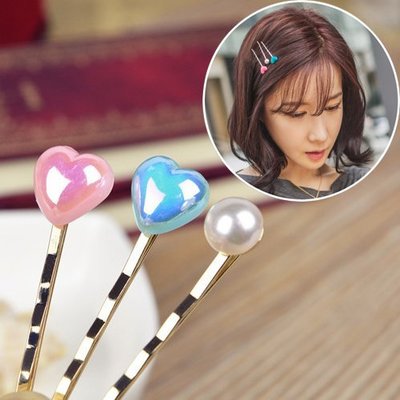 ╭✿蕾兒0509✿╮BE003-韓國髮飾經典甜美糖果愛心珍珠三件套組髮夾邊夾劉海夾髮飾