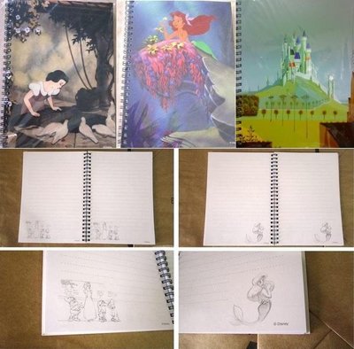 Disney迪士尼白雪公主與七矮人/睡美人公主城堡/小美人魚愛麗兒線圈筆記本