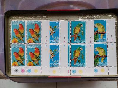 郵票剛果2000年發行鸚鵡郵票四方連外國郵票