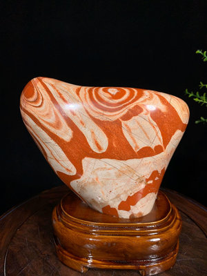 南非紅碧玉 天然原石打磨帶座高20×18×9.5厘米 重5公斤350467 奇石 擺件【九州拍賣】