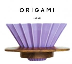 【豐原哈比店面經營】日本ORIGAMI 摺紙咖啡陶瓷濾杯組-M(含木座)淺紫色